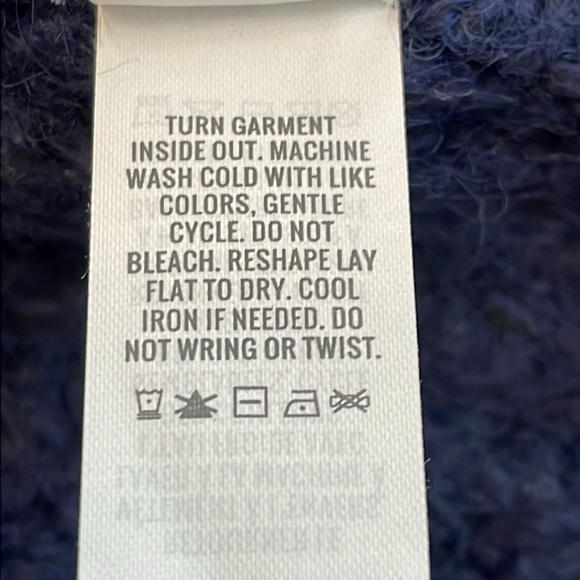 Aerie Navy Blue Wool Fuzzy Ribbed Sweater Tie Cardigan Long Sleeve NWOT - Picture 12 of 13